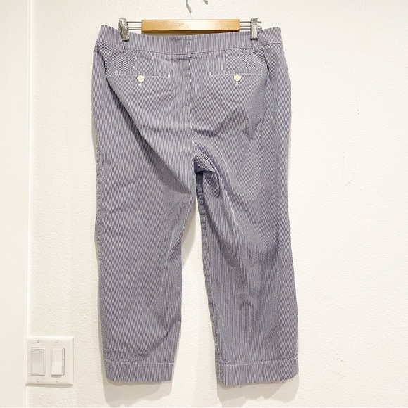 Talbots Chelsea Blue White Stripe Crop Pants sz 12 - Picture 2 of 7